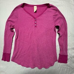 Girls Magenta Long Sleeve Henley Top Size XL